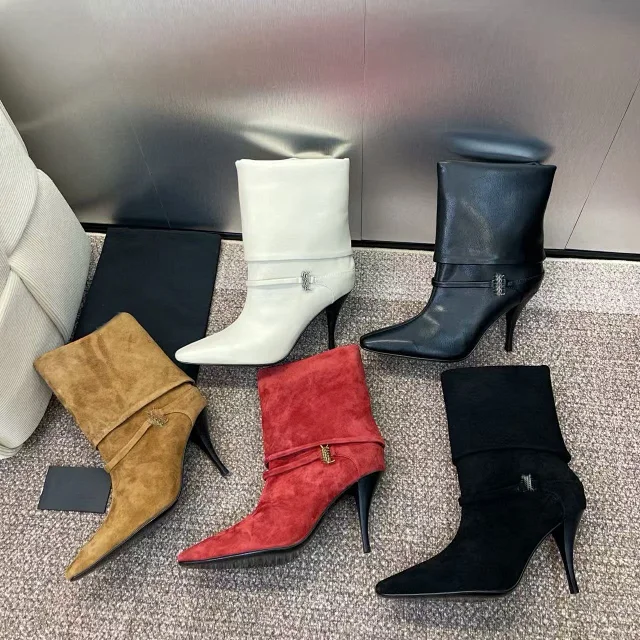 BASHALIHUALL Boots Pointed-Toe Fold-Over Stiletto with Buckle Strap product detail image 1