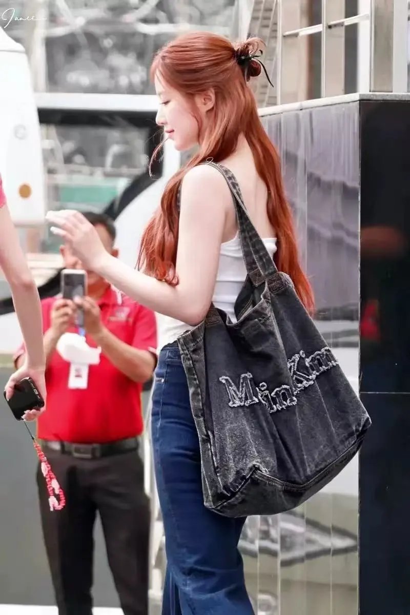 Matin Kim Denim Tote Bag Black - 7