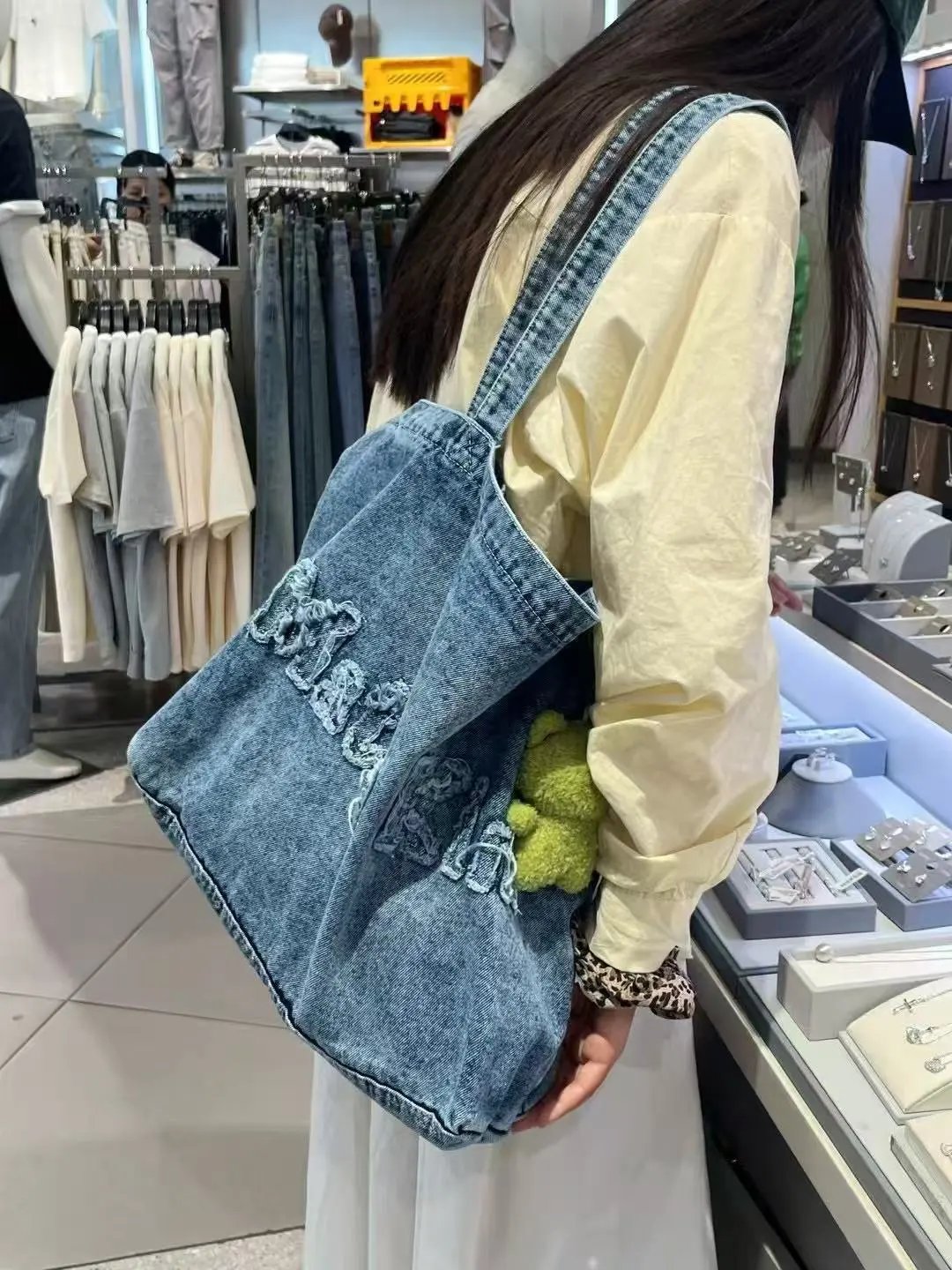 Matin Kim Denim Tote Bag Black - 12