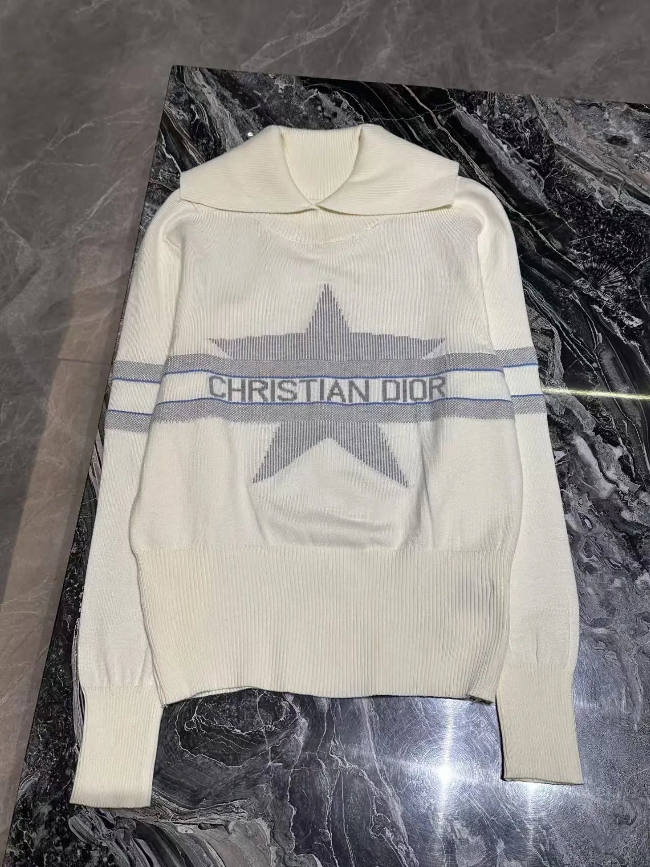 Dior Oblique Star Knit Sweater White - 3