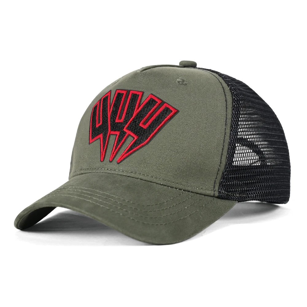 TR4 Mesh Cap Army Green Red Label
