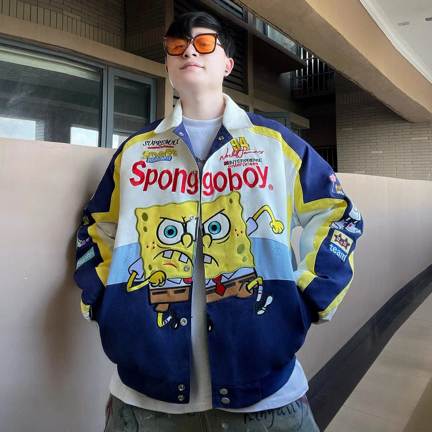 Supreme SpongeBob SquarePants Jeff Hamilton Racing Jacket