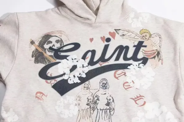 Saint Tears Graphic Hoodie Beige Multicolor Hoodie - 8