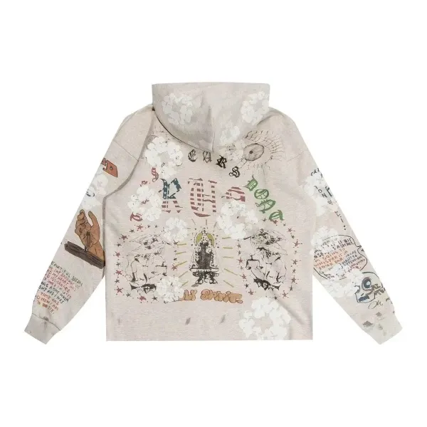 Saint Tears Graphic Hoodie Beige Multicolor Hoodie - 3