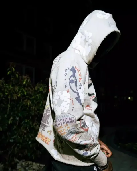 Saint Tears Graphic Hoodie Beige Multicolor Hoodie - 11