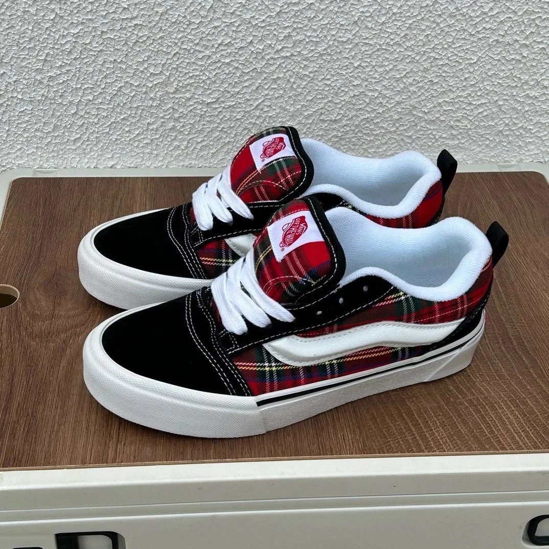 Vans Old Skool Plaid Red Black White Sneakers Skateboard Shoes