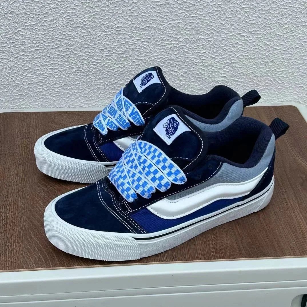 Vans Knu Skool Blue Checkerboard Strap Sneakers Skateboard Shoes
