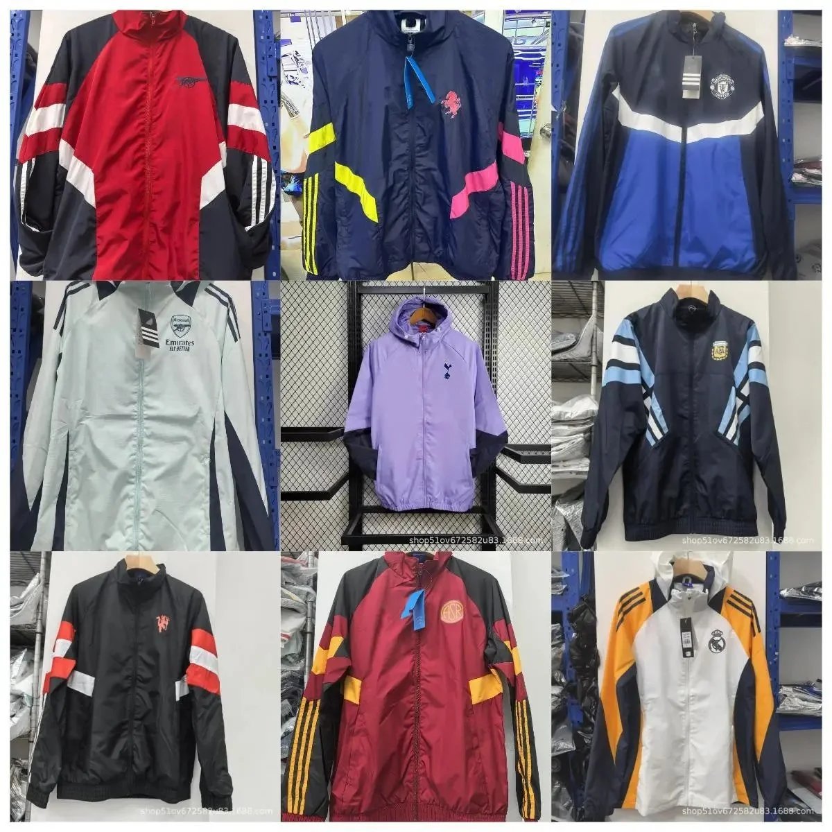 25 new style jackets, zipper tops, Real Madrid, Manchester United, Germany, Arsenal, Juventus, Roma appearance uniforms, windbreakers