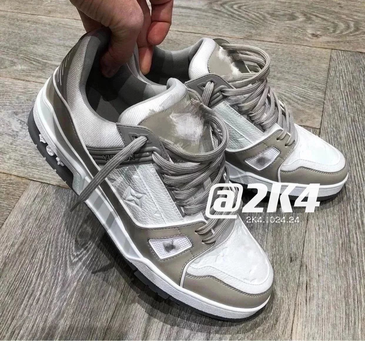 2K4] Autonomous 21ss trainer elephant gray embossed grained cowhide leather