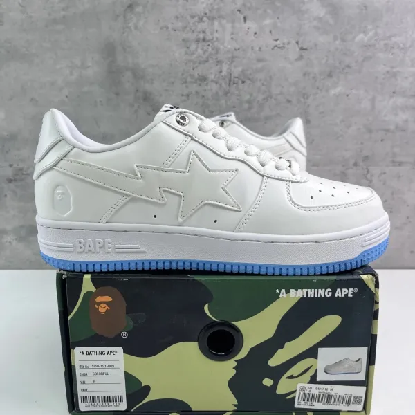 A Bathing Ape Bape Sta White with Blue Sole Sneakers - 1