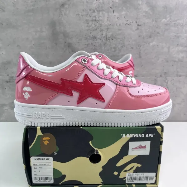 A Bathing Ape Bape Sta Pink Patent Star Sneakers - 1