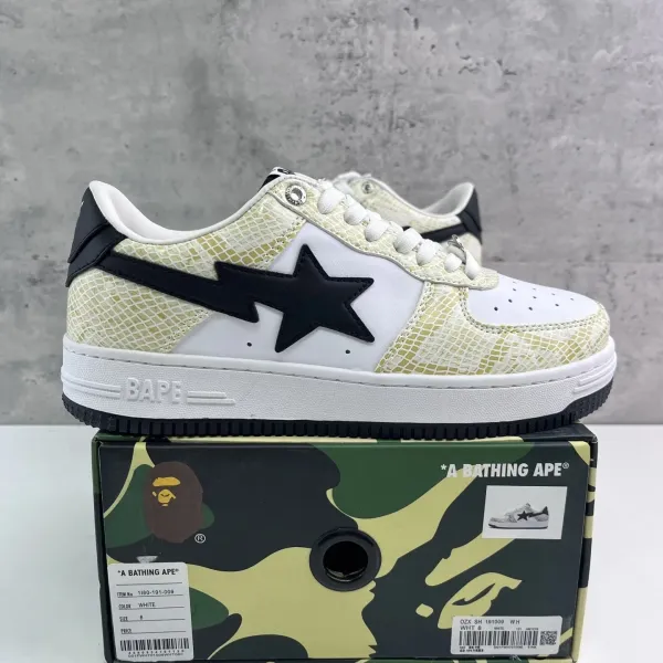 A Bathing Ape Bape Sta Snake Print White Sneakers - 1