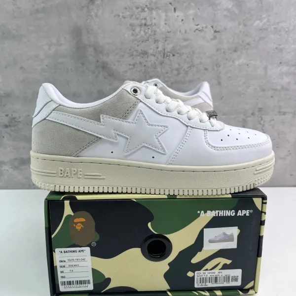 A Bathing Ape Bape Sta Beige White Sneakers - 1