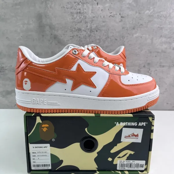 A Bathing Ape Bape Sta White / Orange Sneakers - 1