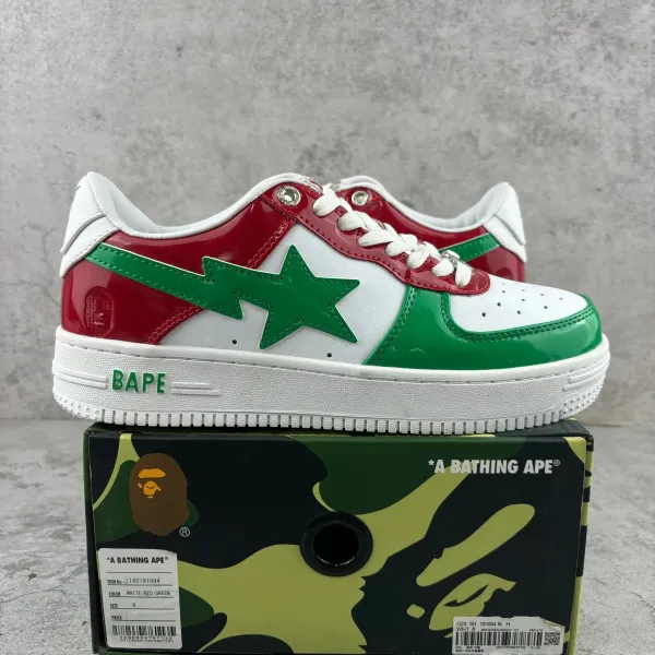 A Bathing Ape Bape Sta White / Red / Green Sneakers - 1