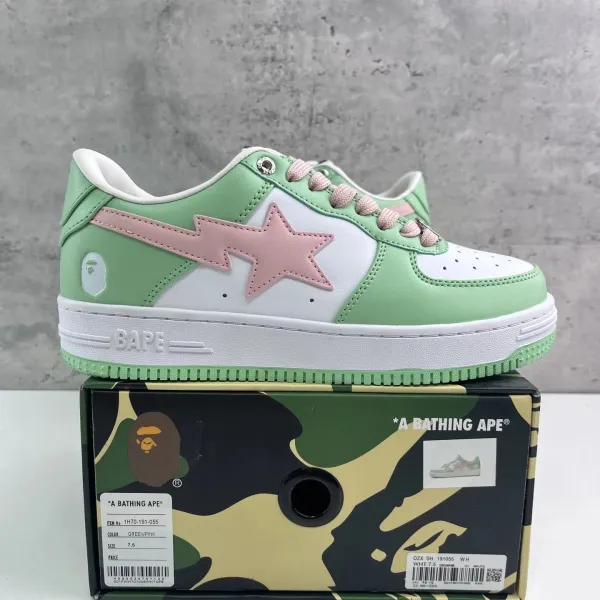 A Bathing Ape Bapesta Green / Pink Sneakers - 1