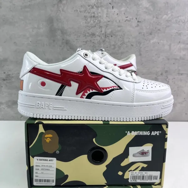 A Bathing Ape Bape Sta White / Red Sneakers - 1