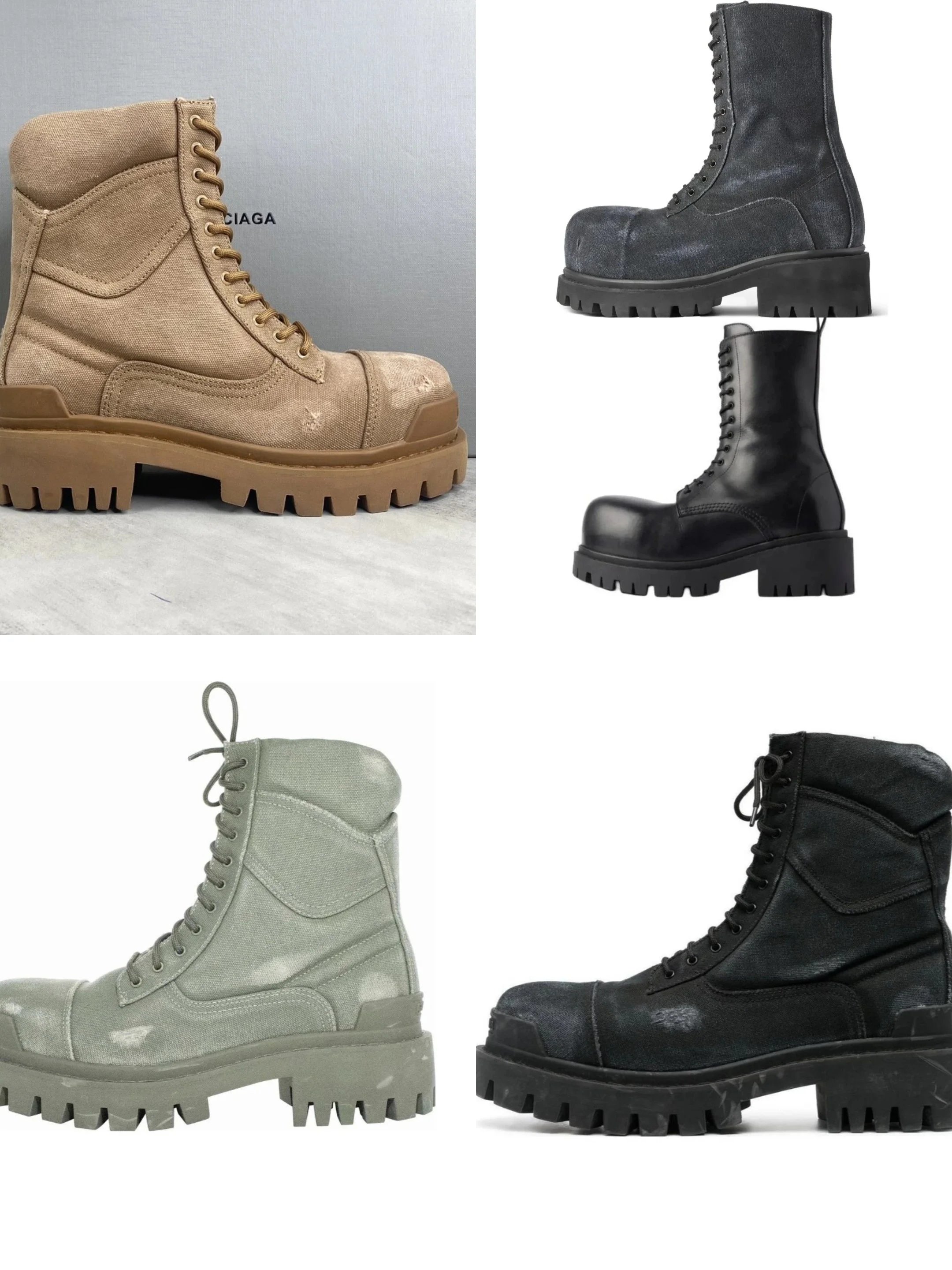 Balenciaga Stomper Men's Leather Zip Round Toe Short Boots - Distressed FS Batch Cowboy Boots HummerSTRIKE Big Head Martin Boots【Dongguan Goods】Paris Paris
