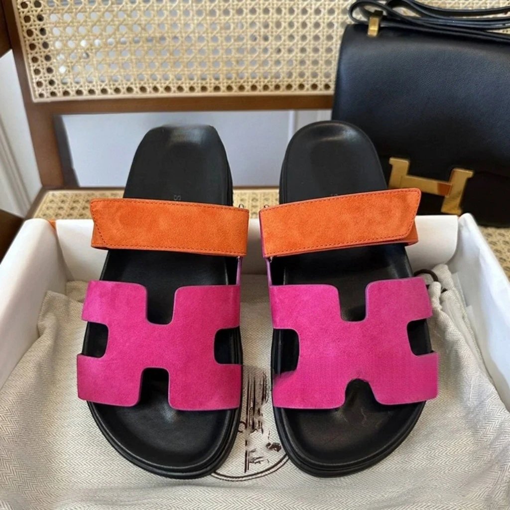 Hermes Chypre Shoes — Suede Rose Red Pair Orange colorway — USFans Spreadsheet photo