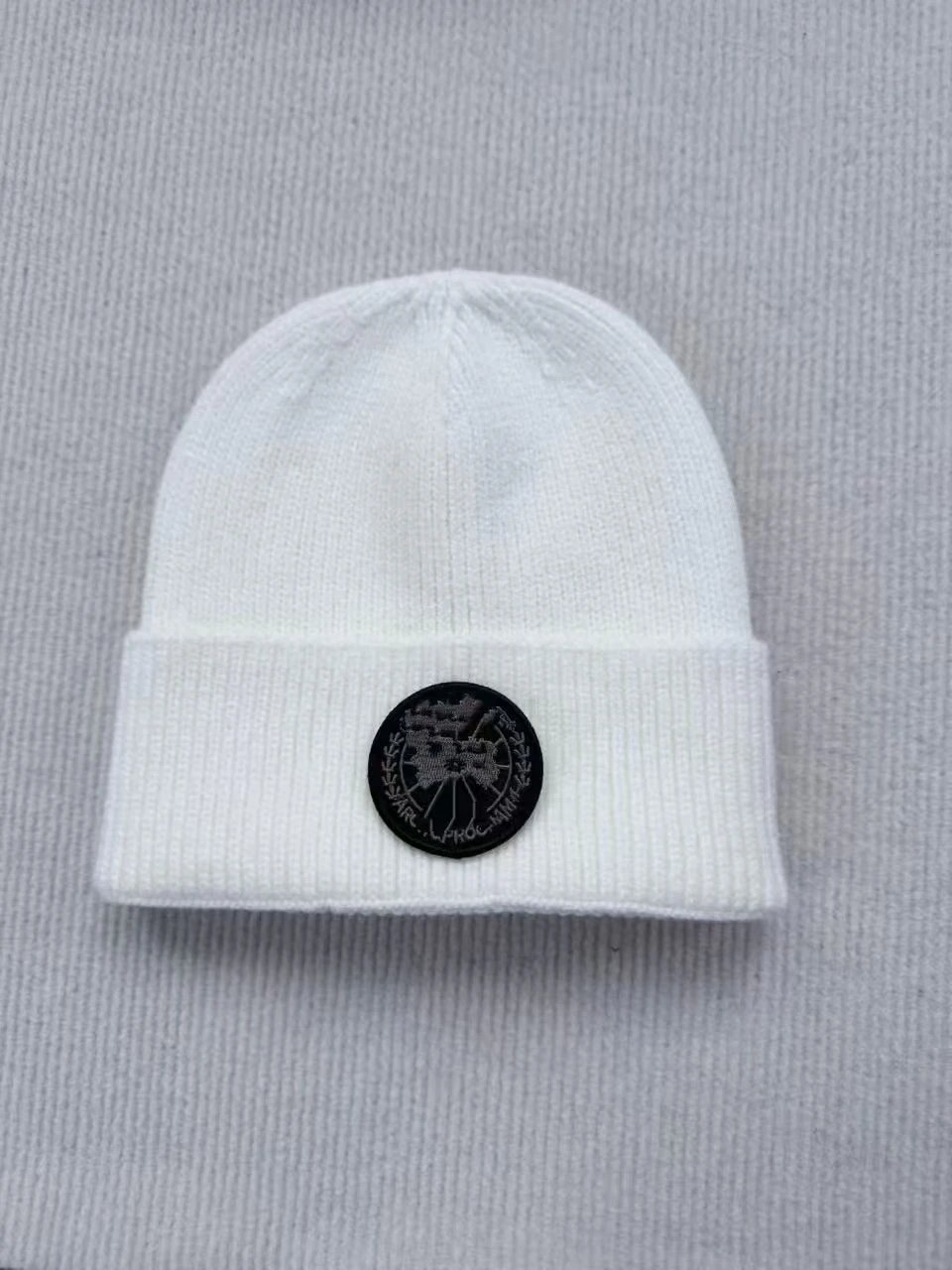 Black Badge Beanie — black label white colorway — USFans Spreadsheet photo