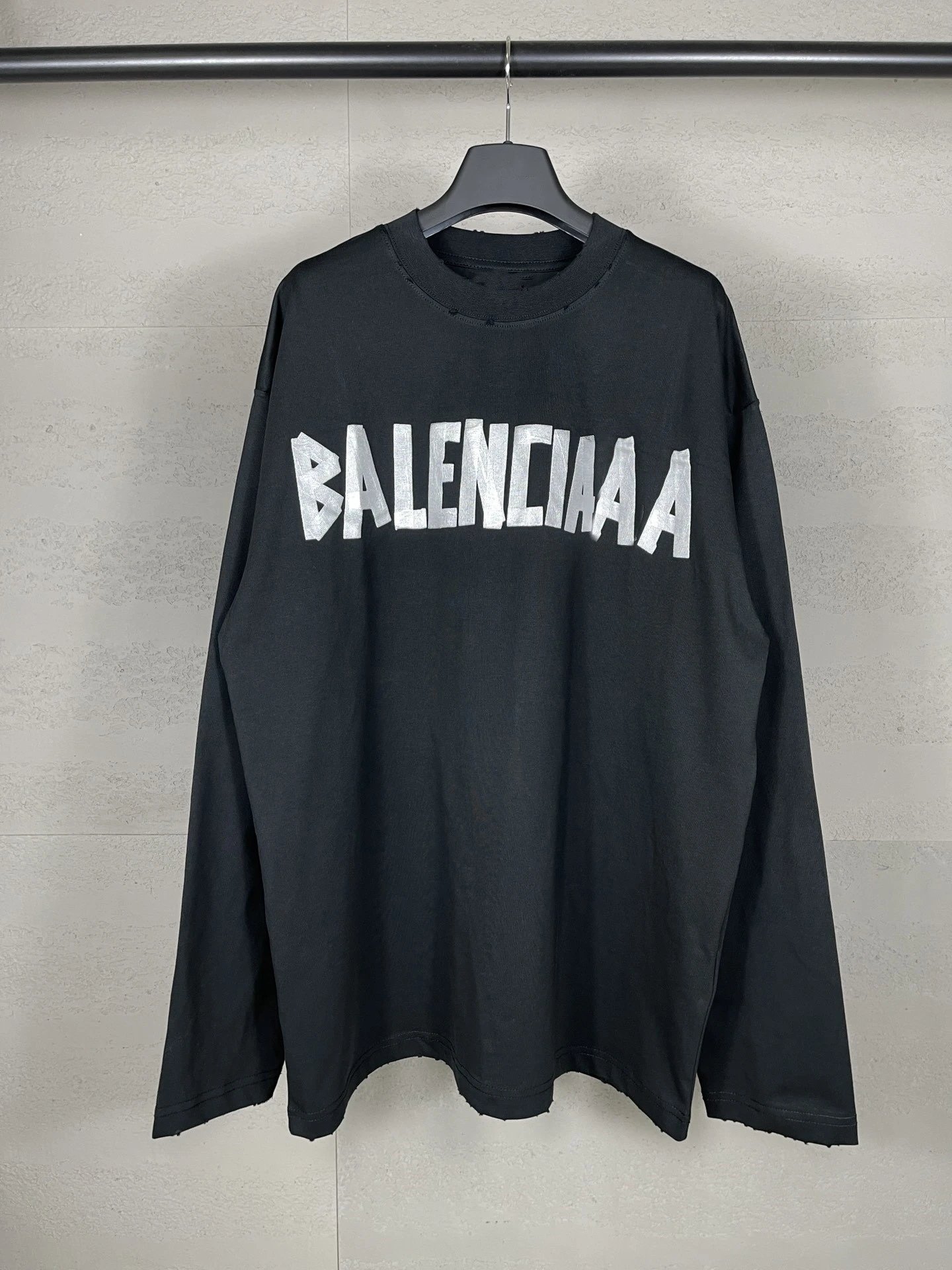 Balenciaga Tape Longsleeve Hoodie — Black and blue colorway — USFans Spreadsheet photo