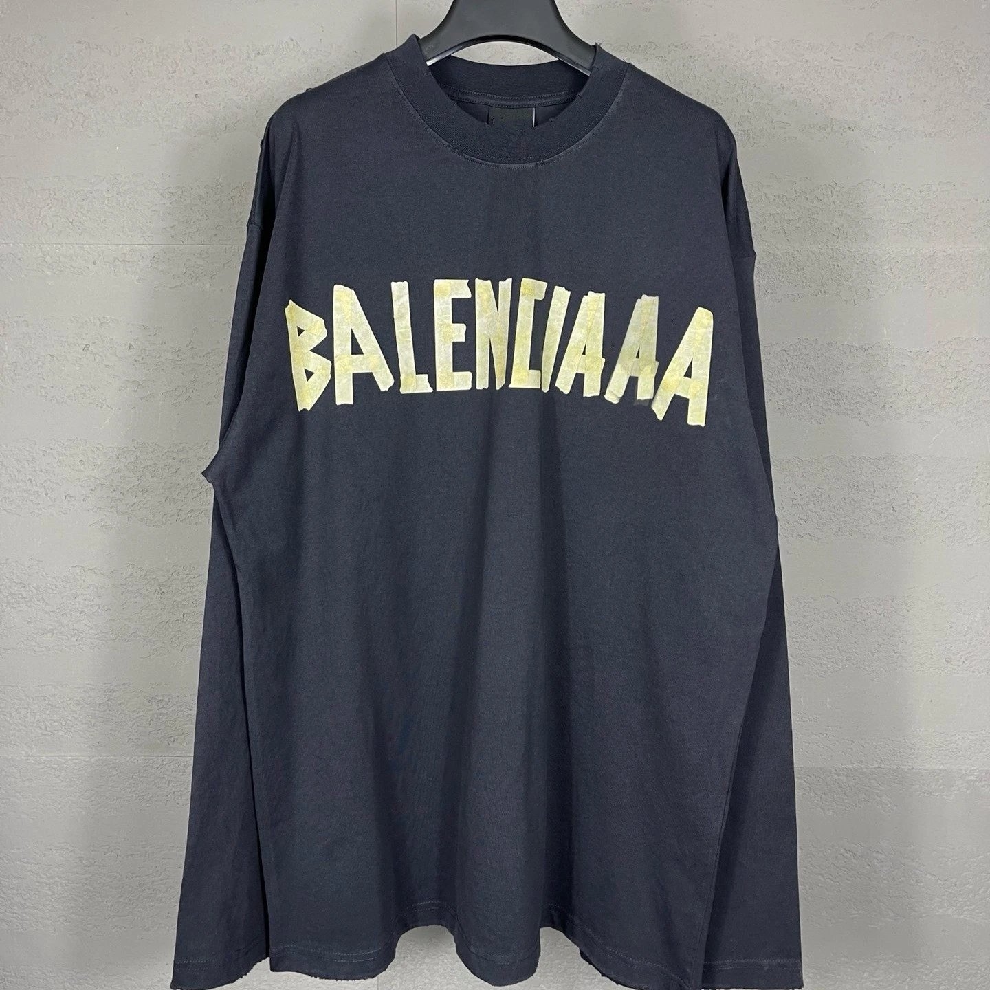 Balenciaga Tape Longsleeve Hoodie — Deep blue-gray colorway — USFans Spreadsheet photo