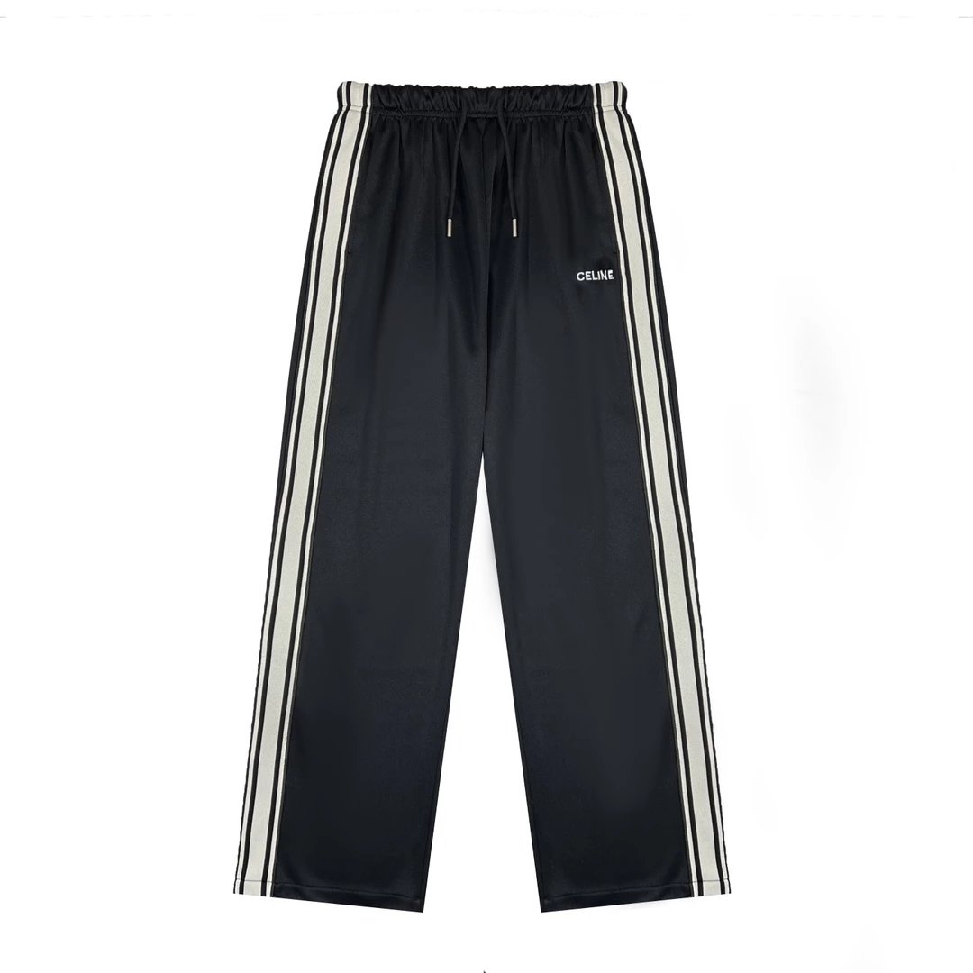 8888 Celine New Retro Sports Pants Embroidered Ribbon Wide Leg Pants [outerwear also in stock]