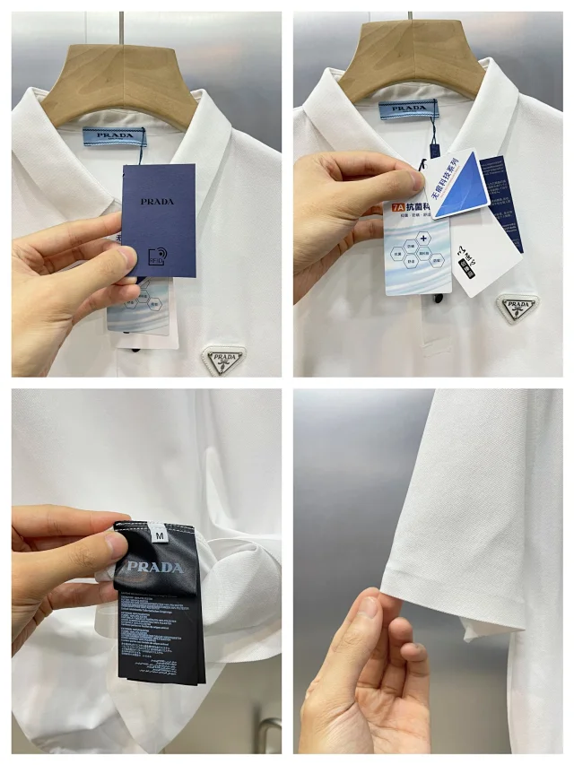 Prada Shirts Short-Sleeve Polo Shirt with Triangle Logo product detail image 13