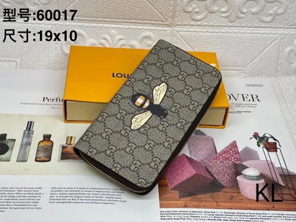 Gucci Bee Embroidered GG Marmont Long Wallet Gray product listing in Litbuy spreadsheet finds