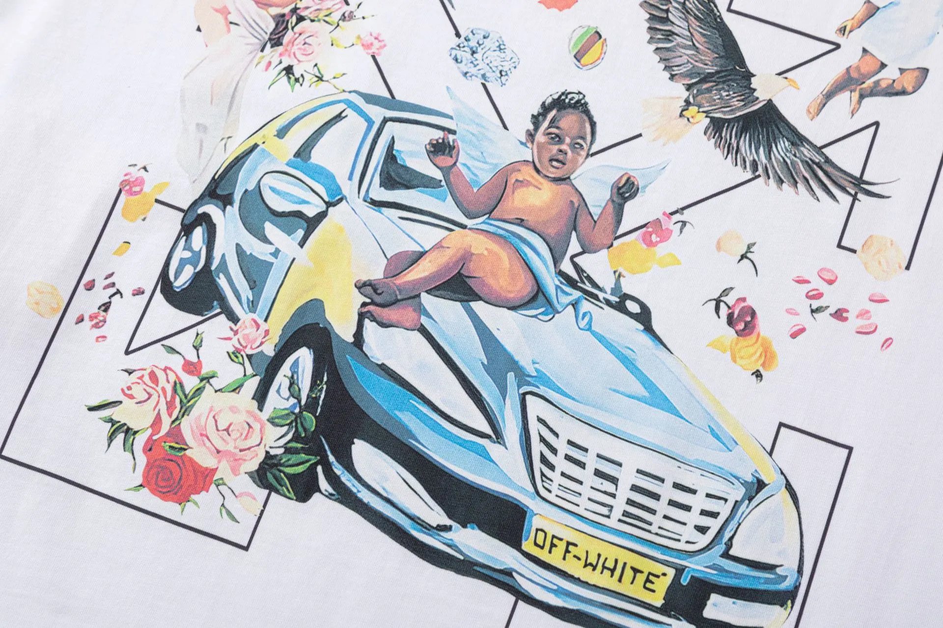 Off-White Angel Car Print White T-Shirt - 6