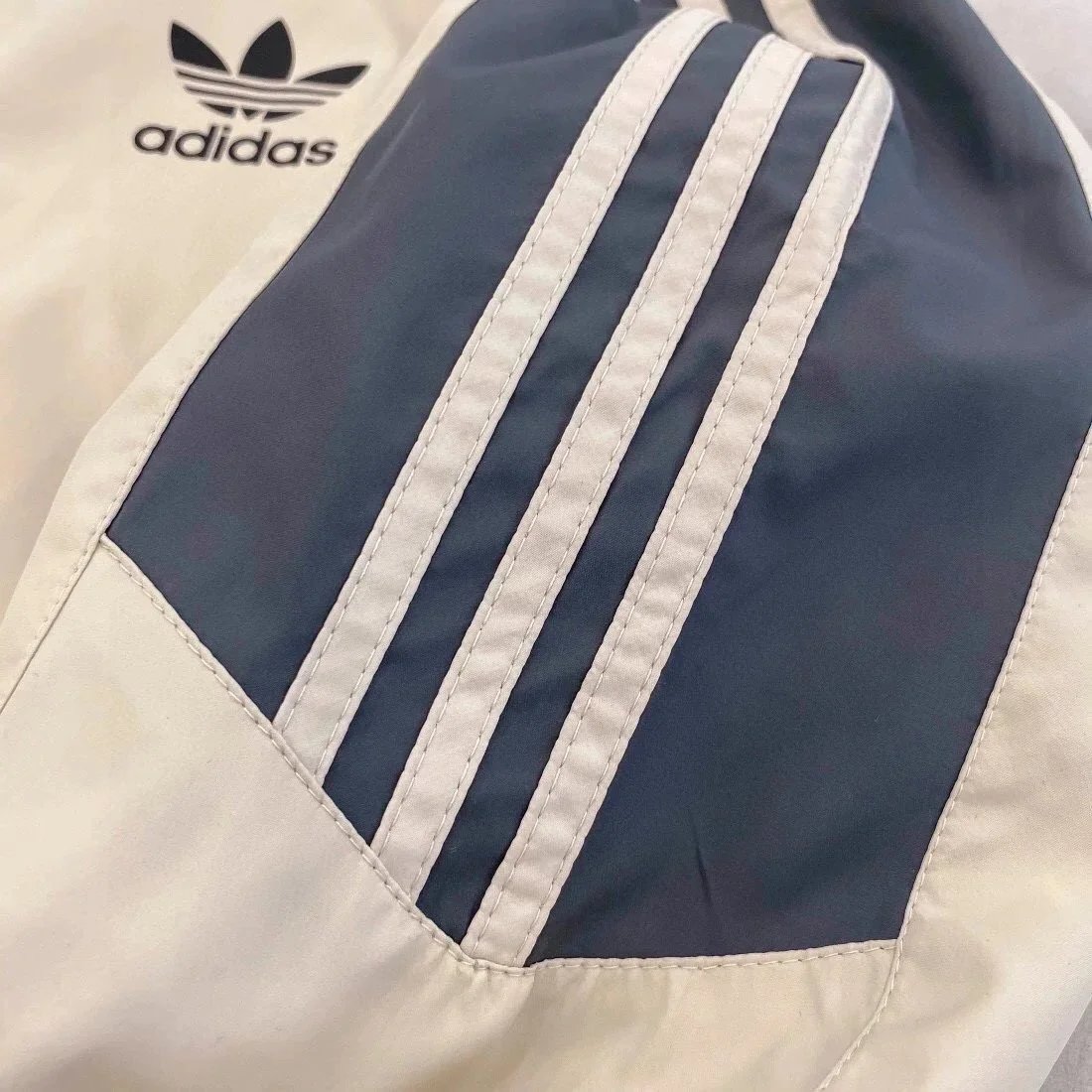 Adidas Originals Track Jacket and Pants Set Beige Navy Tracksuit - 9