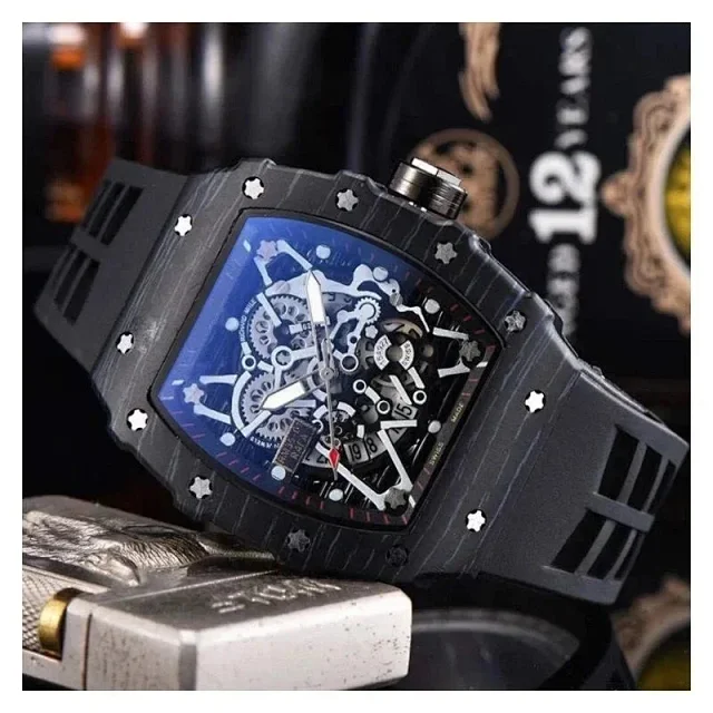 Richard Mille Watches Skeleton Tonneau Watch with Silicone Strap product detail image 5