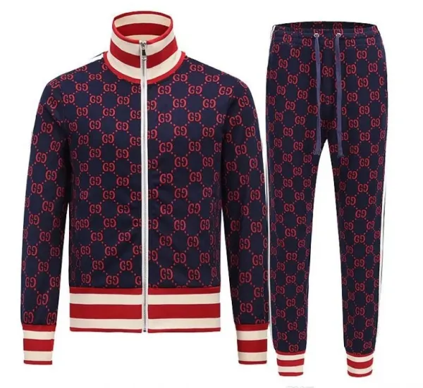 Gucci GG Monogram Track Suit Navy Red White - 6