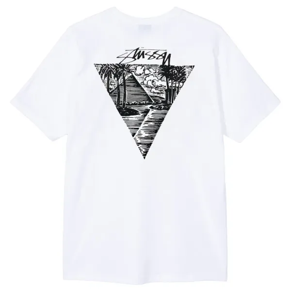 Stussy Triangle Palm Print White T-Shirt - 1