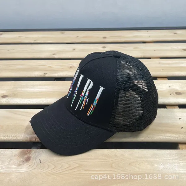 Amiri Embroidered Syringe Logo Black Mesh Baseball Cap - 1