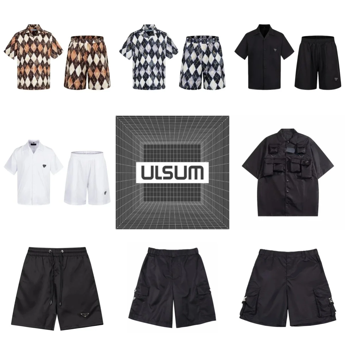 PRADA Short sleeved shirt and shorts set