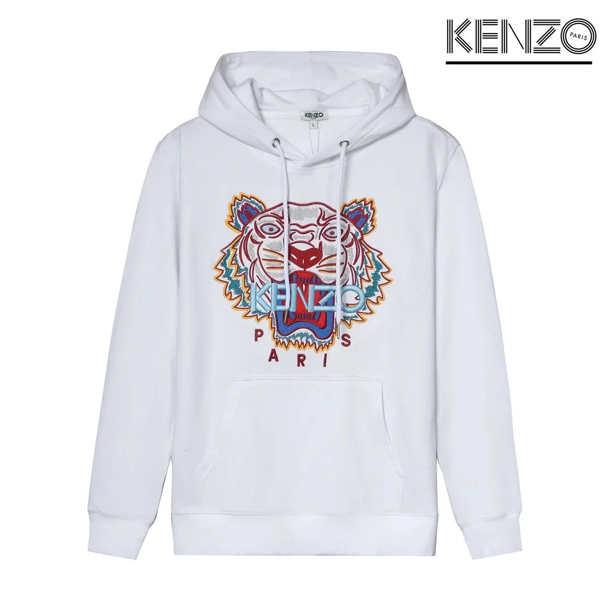 Kenzo Tiger Embroidered White Hoodie - 4