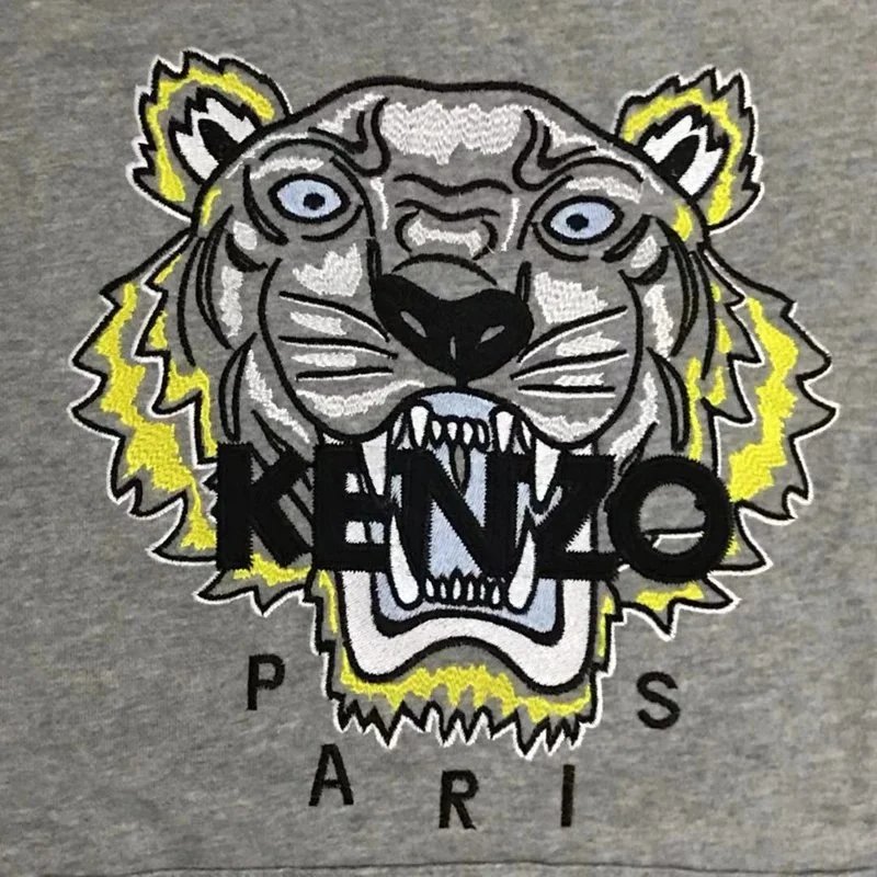 Kenzo Tiger Embroidered White Hoodie - 11