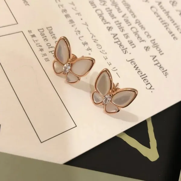 Van Cleef & Arpels Papillon Butterfly Earrings Rose Gold Mother-of-Pearl Earrings - 1