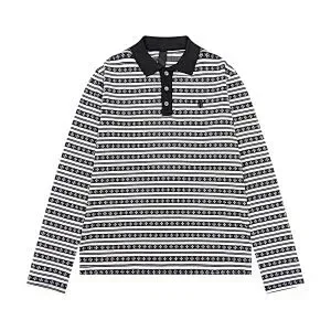 Unbranded Knitwear Long-Sleeve Patterned Polo Knit product detail image 3