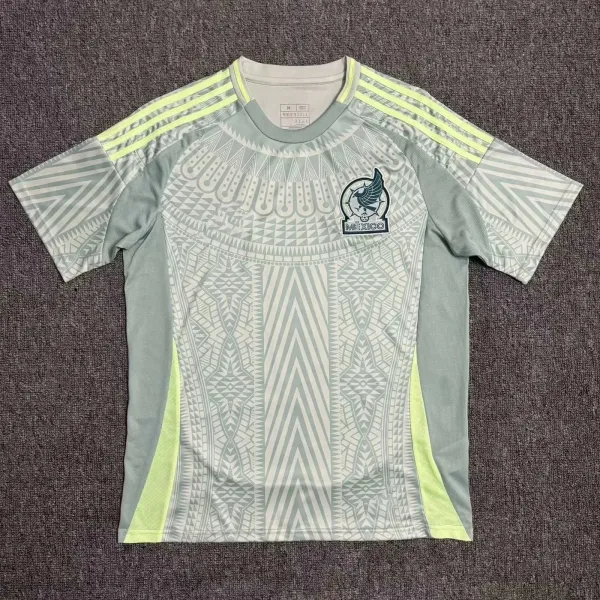 Adidas Mexico National Team 2022 Away Jersey Light Gray with Neon Yellow - 1