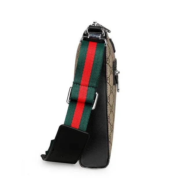 Gucci Crossbody Bags G8089 monogram zip bag with striped webbing strap product detail image 8