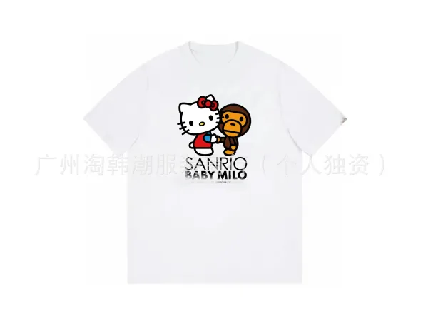 Sanrio x A Bathing Ape Baby Milo x Hello Kitty White T-Shirt - 1