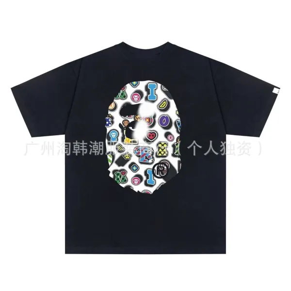 A Bathing Ape Sticker Collage Ape Head T-Shirt Navy - 1