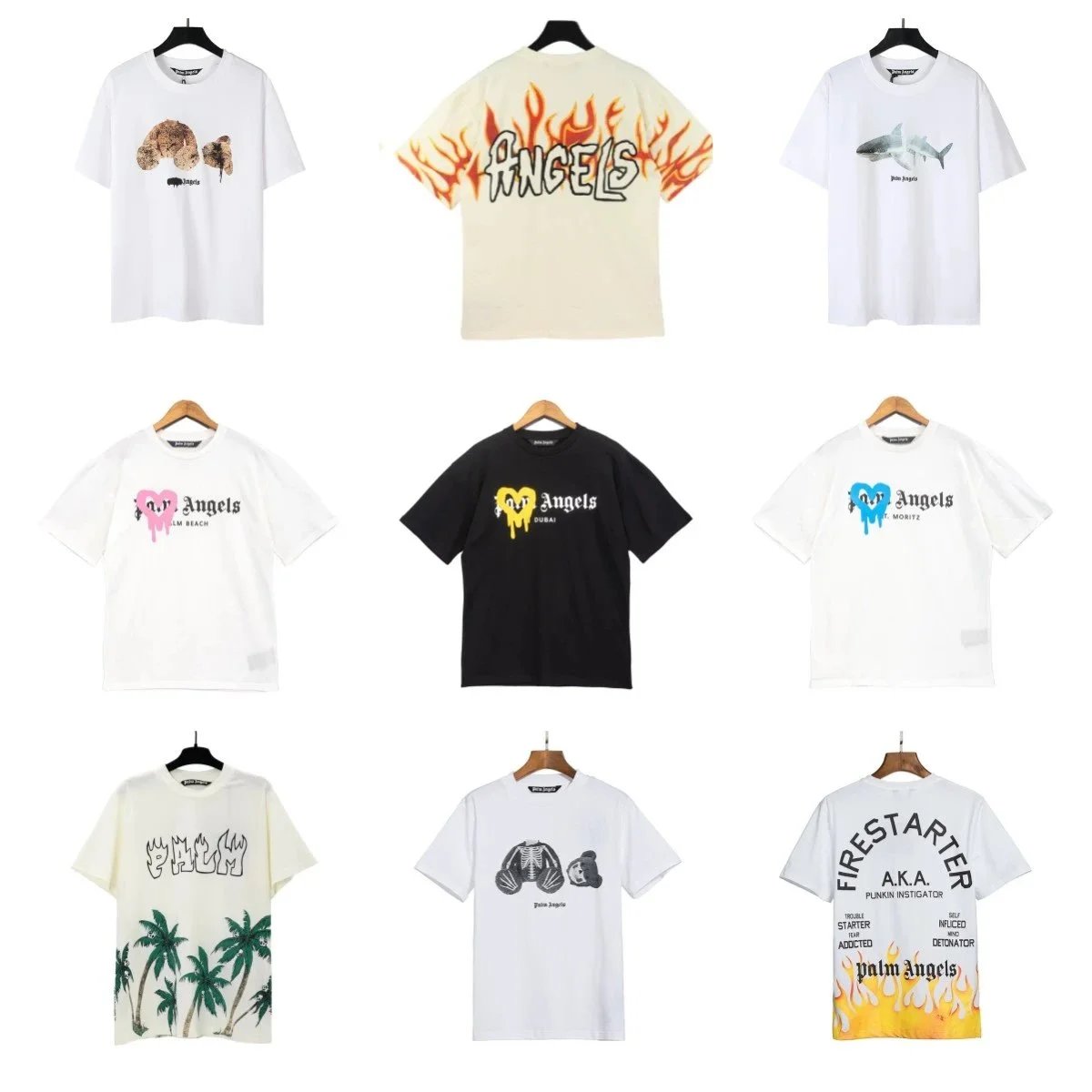 Palm Angels White Graphic T-Shirt Collection