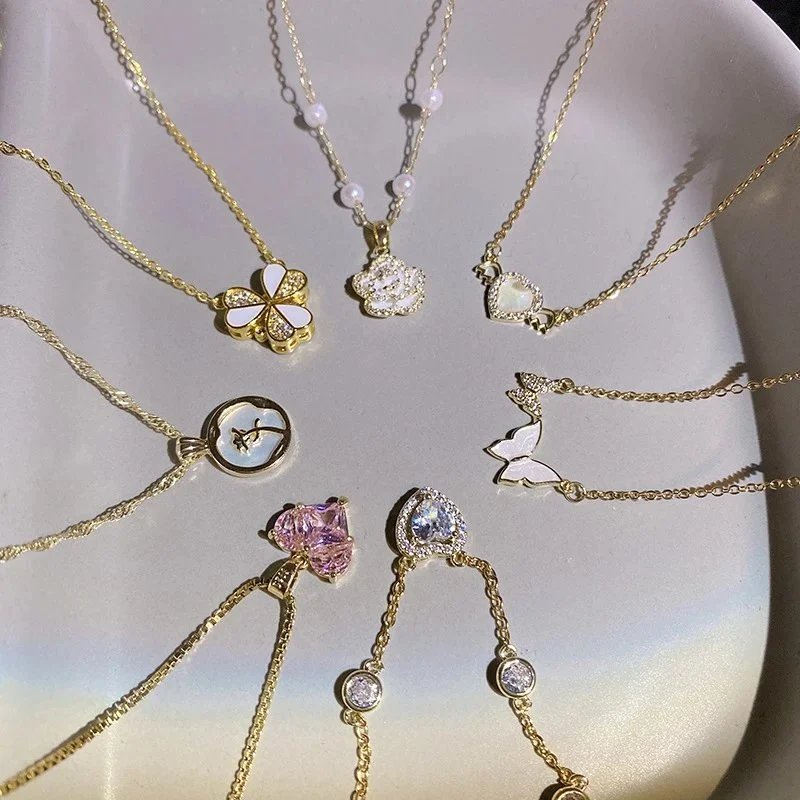 Gold Color Necklaces with Various Pendants
