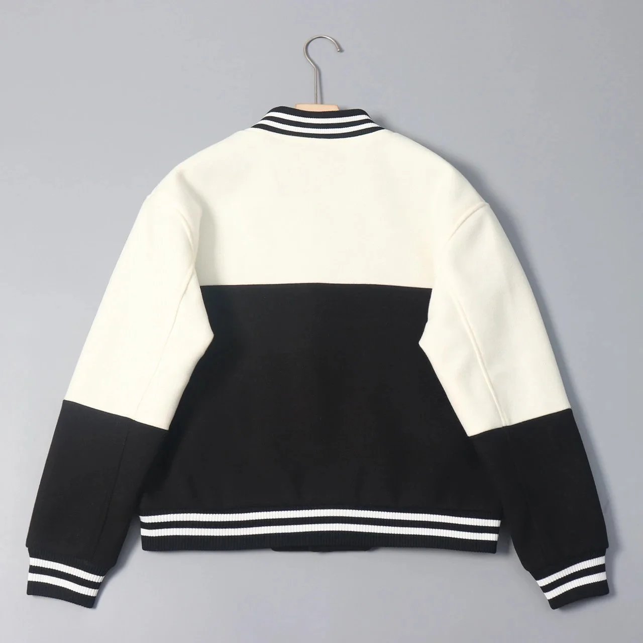 Karl Lagerfeld x Agerfel Varsity Jacket Black and Cream Outerwear - 4