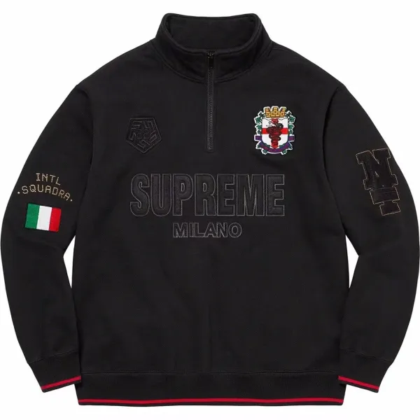 Supreme x AC Milan Half-Zip Pullover Black Hoodie - 1