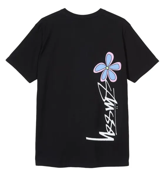 Stüssy Flower Script Black T-Shirt - 1
