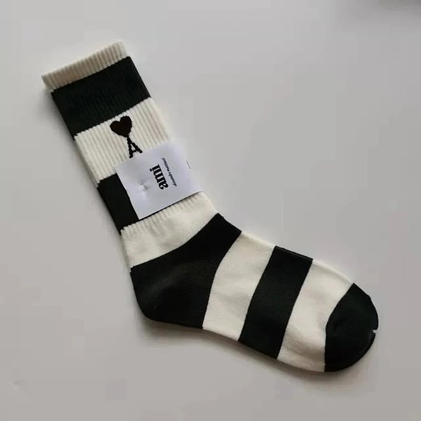 AMI Paris Striped Heart Socks Black and White product listing in Litbuy spreadsheet finds
